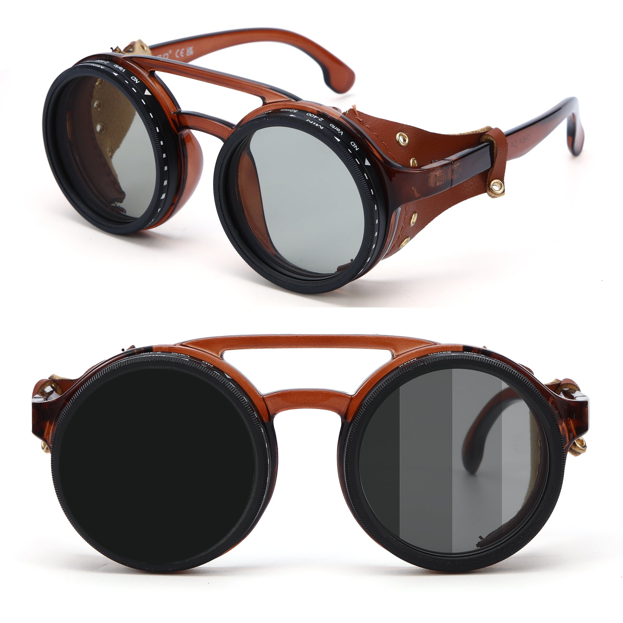 Adjustable Dimming Polarized Sunglasses Retro Round for Driving Fishing