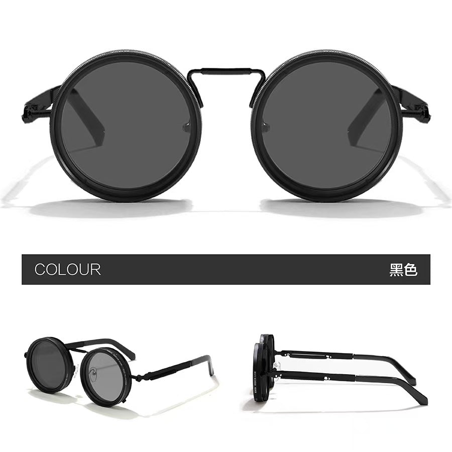 Adjustable Dimming Polarized Sunglasses Retro Round for Driving Fishing