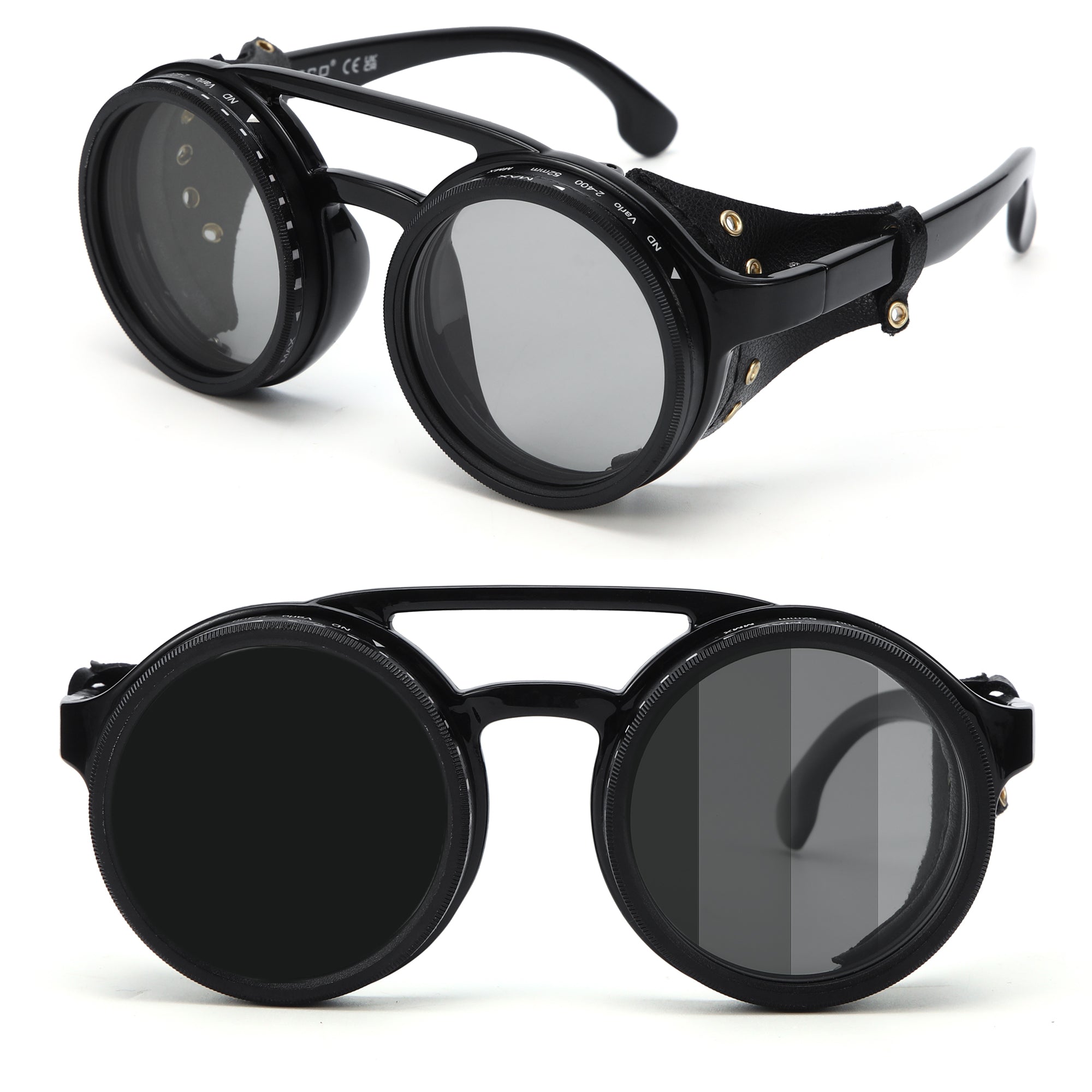 Adjustable Dimming Polarized Sunglasses Retro Round for Driving Fishing