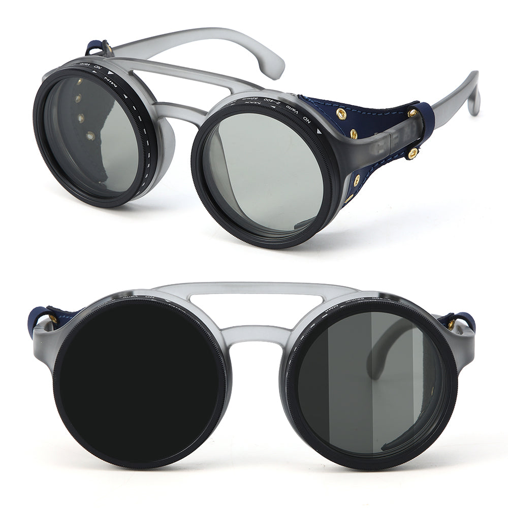 Adjustable Dimming Polarized Sunglasses Retro Round for Driving Fishing