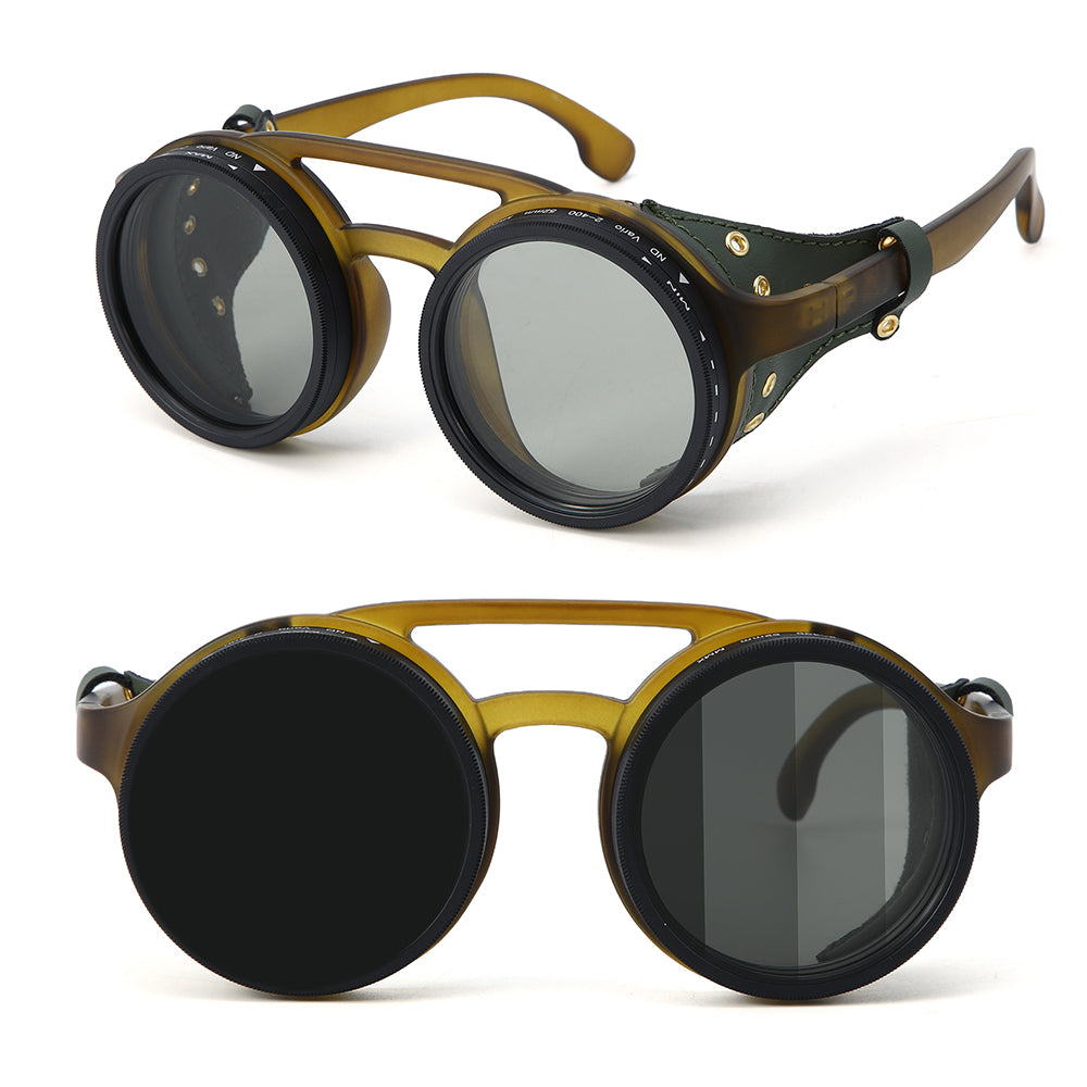 Adjustable Dimming Polarized Sunglasses Retro Round for Driving Fishing