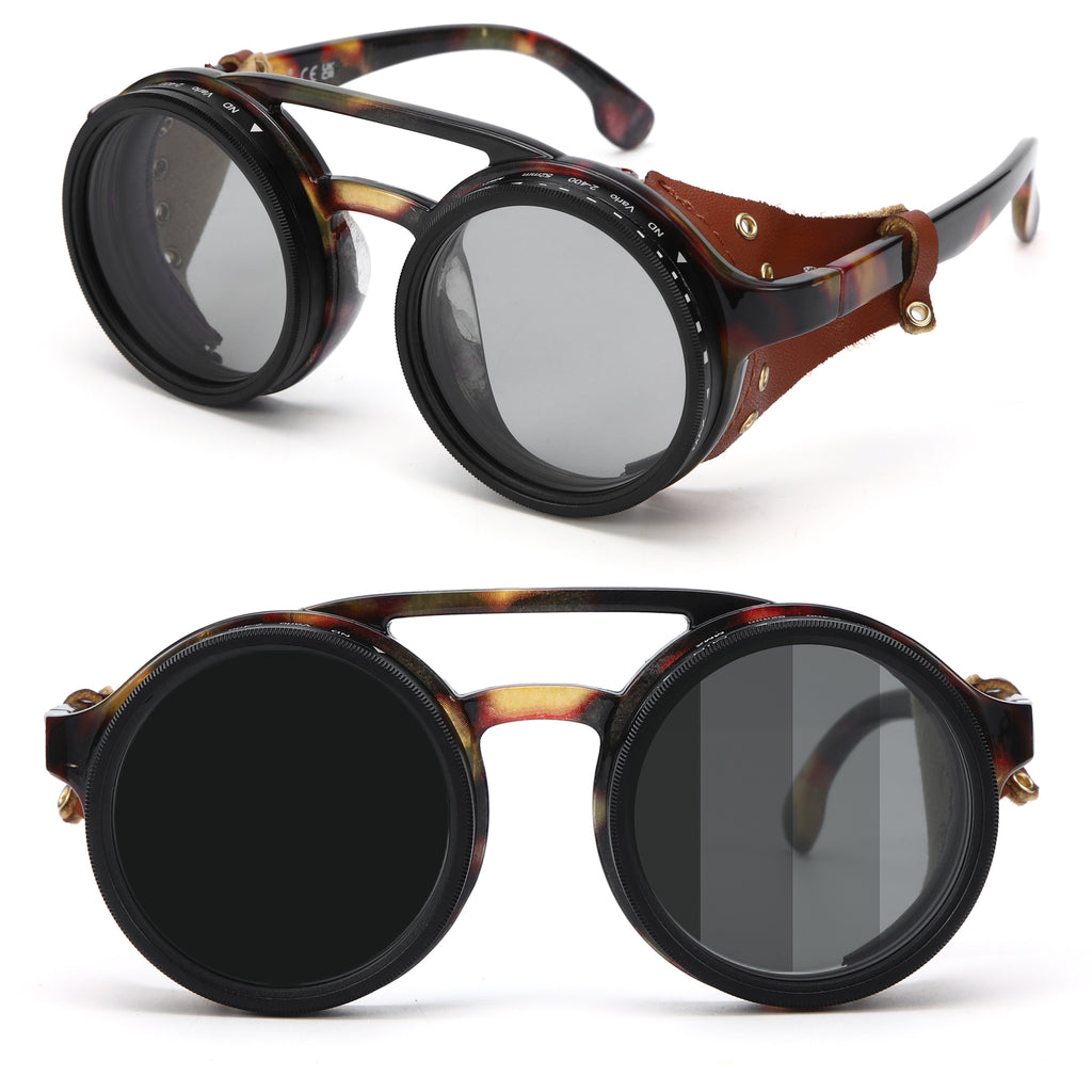 Adjustable Dimming Polarized Sunglasses Retro Round for Driving Fishing