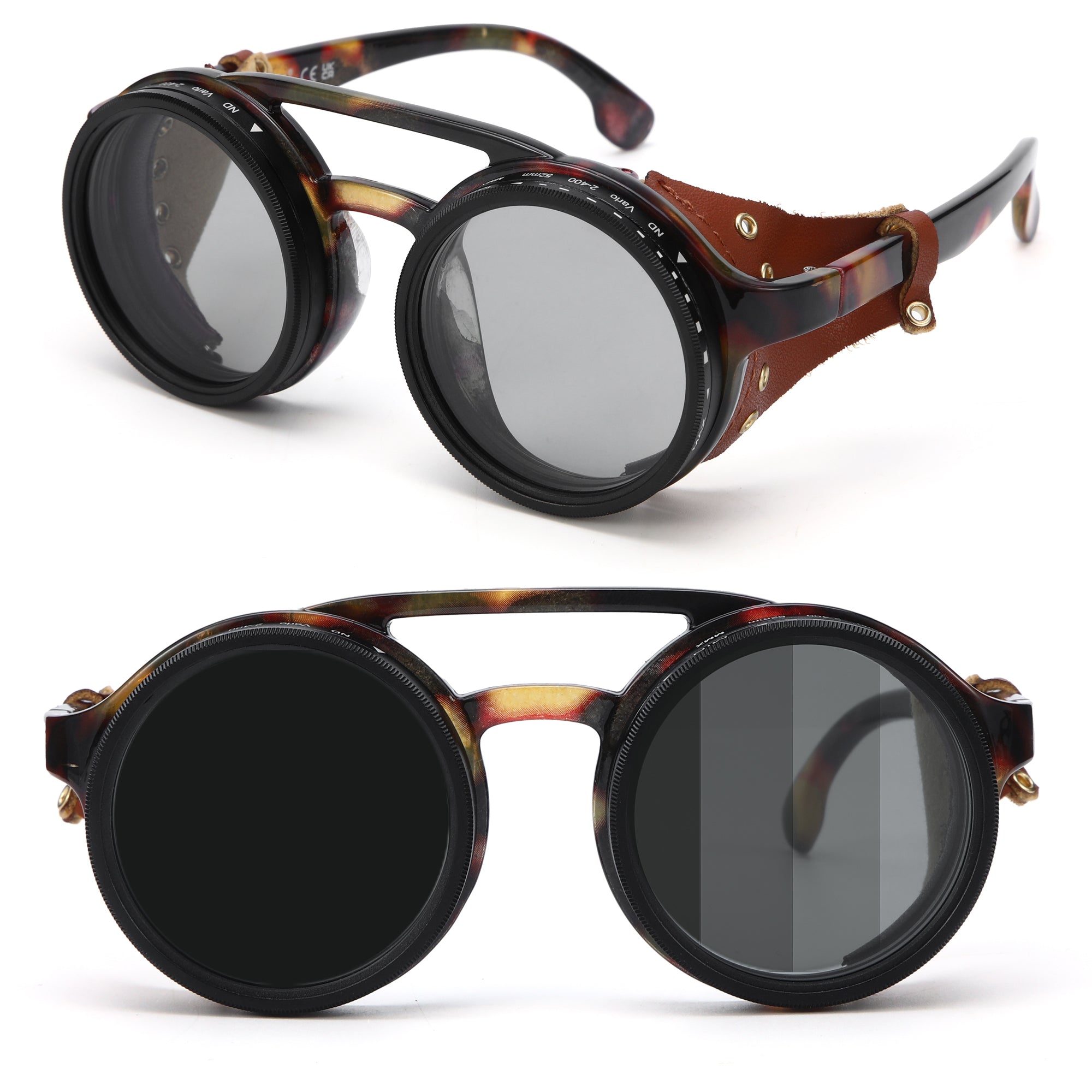 Adjustable Dimming Polarized Sunglasses Retro Round for Driving Fishing