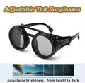 Adjustable Dimming Polarized Sunglasses Retro Round for Driving Fishing